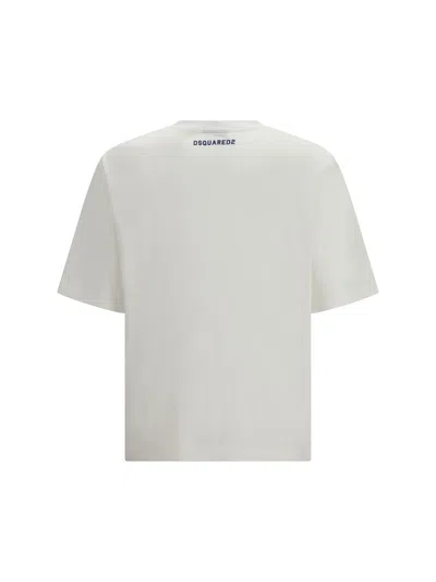Dsquared2 Men White T-shirt With Logo Print On The Front In Cotton Man In White