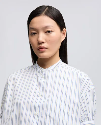 Aspesi Cotton Poplin Shirt With Mandarin Collar In Gray