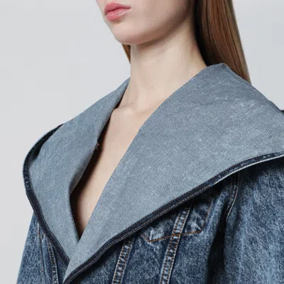 Alaïa Denim Jacket With Hood Jackets And Coats Light Blue In Blue