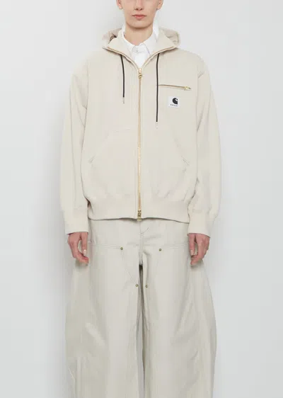 Sacai Off-white Carhartt Wip Edition Cotton Jersey Hoodie In Neutral