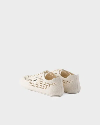 Prada Collapse Crochet Knit Low-top Sneakers In Neutral