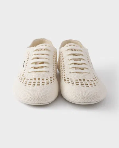 Prada Collapse Crochet Knit Low-top Sneakers In Neutral
