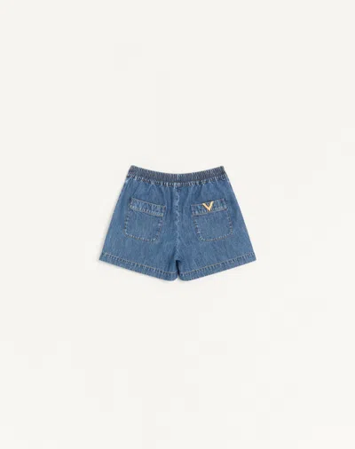 Valentino Denim Chambray Shorts Woman Blue 40 In Blue