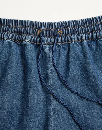 Valentino Denim Chambray Shorts Woman Blue 40 In Blue