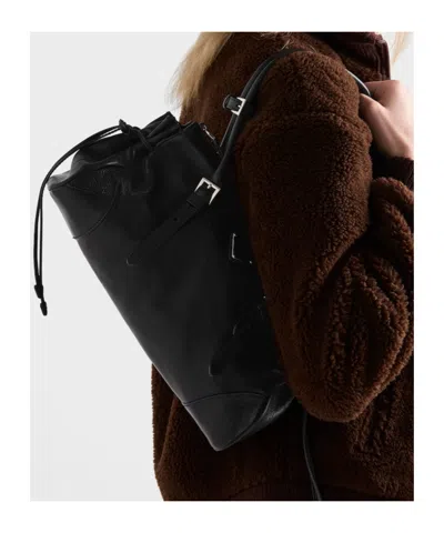 Prada Karin Medium Antiqued Leather Tote Bag In Black