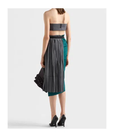 Prada Technical Taffeta Patchwork Skirt In Multi