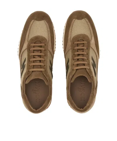 Hogan Interactive Logo-patch Sneakers In Brown