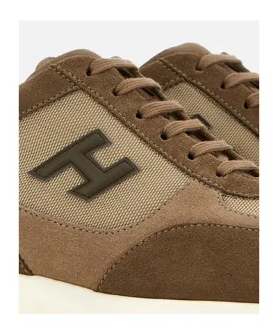 Hogan Interactive Logo-patch Sneakers In Brown