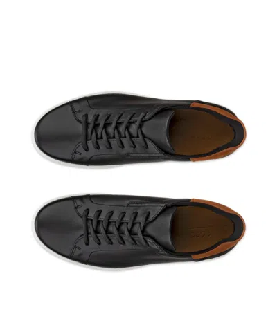 Ecco Low-top Black Cow Leather Sneakers In Black