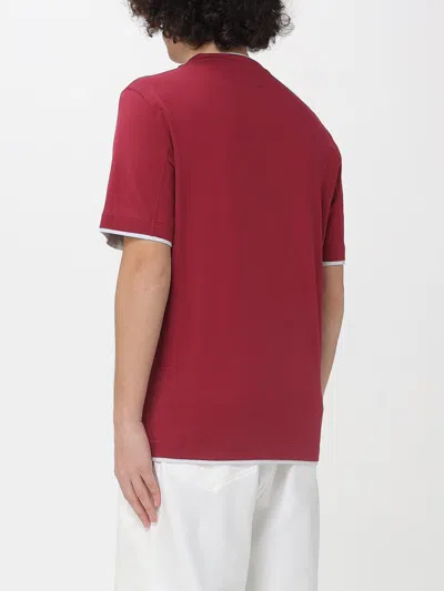 Brunello Cucinelli Coral Cotton Faux Layering T-shirt In Red