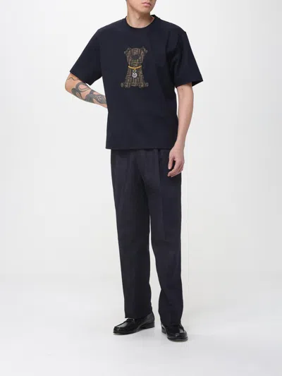 Fendi Cotton T Shirt Short Sleeves Crew Neck Graphic In Blue