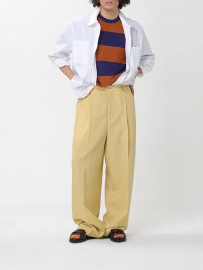 Marni Crew Neck Striped Short Sleeve T Shirt In Orange