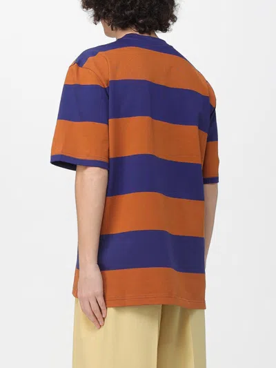 Marni Crew Neck Striped Short Sleeve T Shirt In Orange