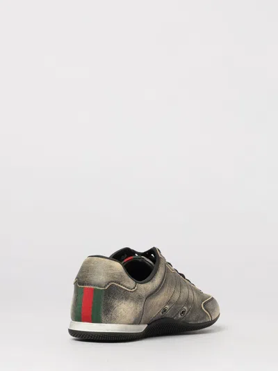 Gucci Leather Shift Sneakers Low Top Rubber Sole In Green