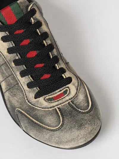 Gucci Leather Shift Sneakers Low Top Rubber Sole In Green