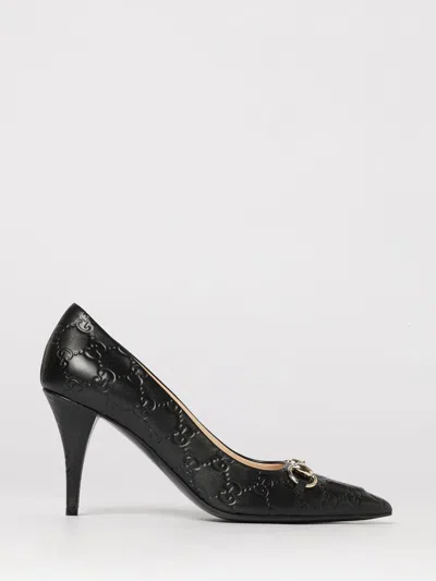 Gucci Calf Leather Bos Taurus Mid Heel Pumps In Animal Print