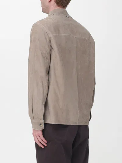 Agnona Patch-pockets Shirt Leather Jacket In Brown