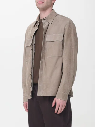 Agnona Patch-pockets Shirt Leather Jacket In Brown