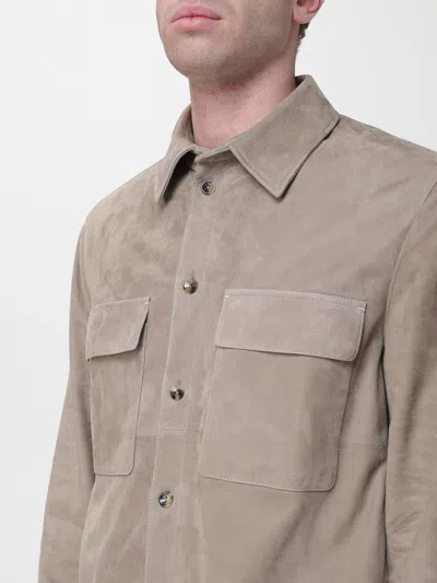 Agnona Patch-pockets Shirt Leather Jacket In Brown