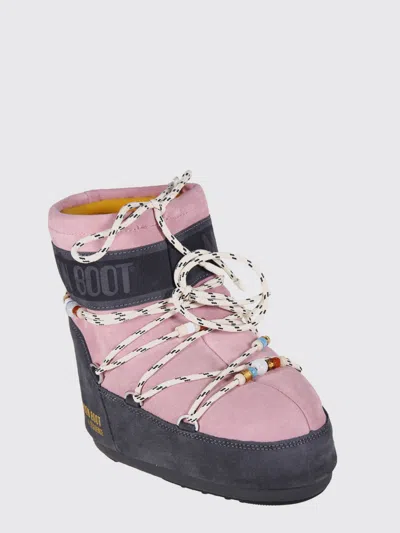Moon Boot Woman Ankle Boots Antique Rose Size 8-9.5 Leather In Pink