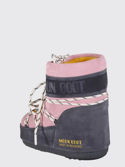 Moon Boot Woman Ankle Boots Antique Rose Size 8-9.5 Leather In Pink