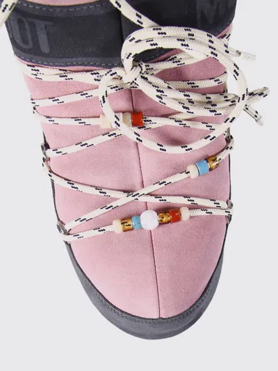 Moon Boot Woman Ankle Boots Antique Rose Size 8-9.5 Leather In Pink