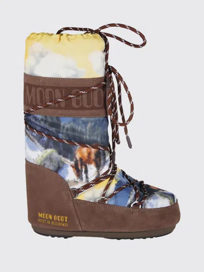 Moon Boot Womens Bronze Com  X Guest In Residence Icon Printed Shell And Suede Boots Eur 35 / 2 Uk In Animal Print