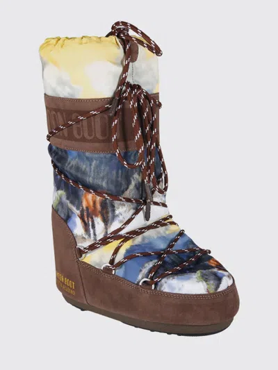 Moon Boot Womens Bronze Com  X Guest In Residence Icon Printed Shell And Suede Boots Eur 35 / 2 Uk In Animal Print