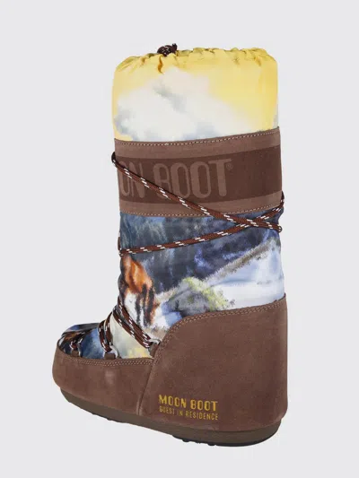 Moon Boot Womens Bronze Com  X Guest In Residence Icon Printed Shell And Suede Boots Eur 35 / 2 Uk In Animal Print