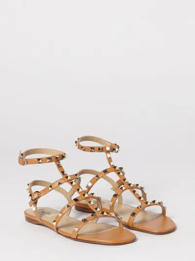 Valentino Garavani Valentino Rockstud Caged Leather Ankle Strap Sandal In Beige