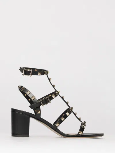 Valentino Garavani Valentino Rockstud Caged 60 Leather Ankle Strap Sandal In Black