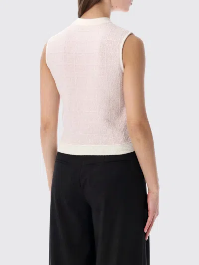 Balmain Knit Top Button Detail Sleeveless Round Neck In Pink
