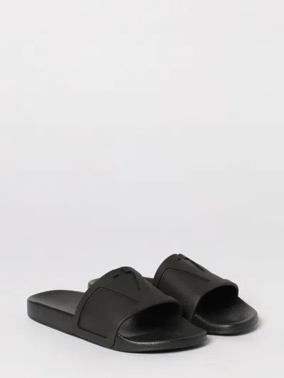 Valentino Rubber Slides With Wide Strap And Flat Sole In Black
