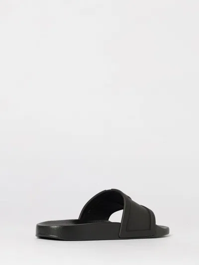 Valentino Rubber Slides With Wide Strap And Flat Sole In Black