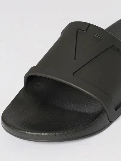 Valentino Rubber Slides With Wide Strap And Flat Sole In Black