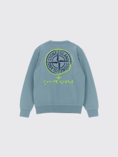 Stone Island Front And Back Print Sweatshirt In Blue