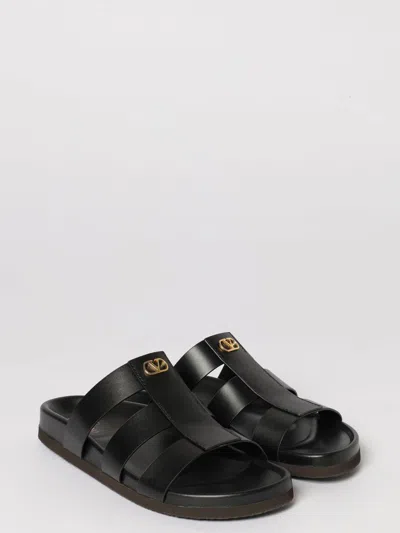 Valentino Garavani Studshield Logo-embellished Leather Sandals In Black