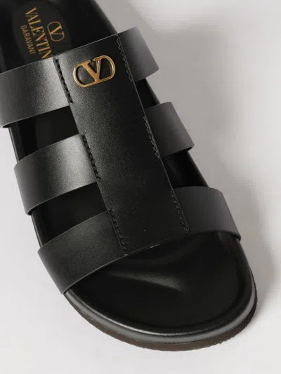 Valentino Garavani Studshield Logo-embellished Leather Sandals In Black