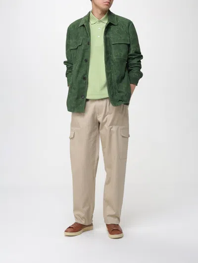 Etro Leather Jacket Collared Design Front Pockets In Green