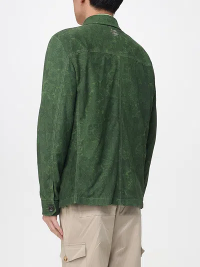 Etro Leather Jacket Collared Design Front Pockets In Green