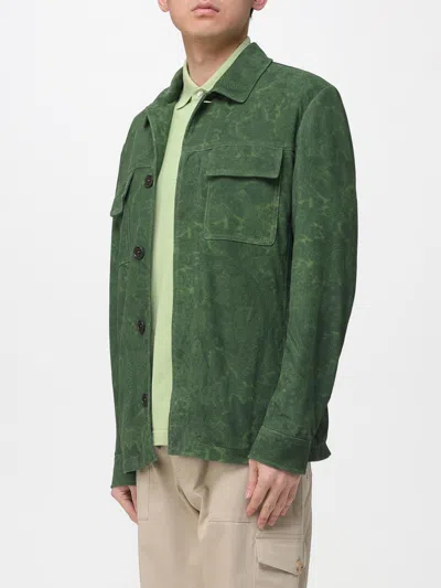 Etro Leather Jacket Collared Design Front Pockets In Green
