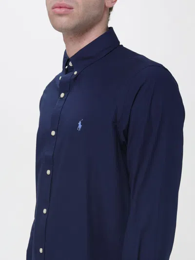 Polo Ralph Lauren Camicia Bd In Popeline Stretch Slim-fit Shirt In Blue