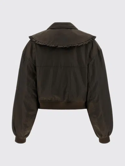 Ganni Duchesse Nylon Bomber Jacket In Brown