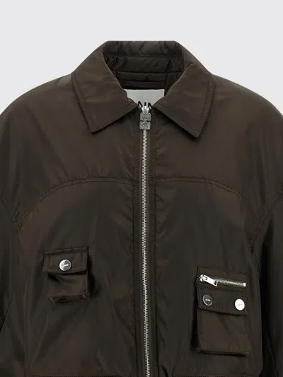 Ganni Duchesse Nylon Bomber Jacket In Brown