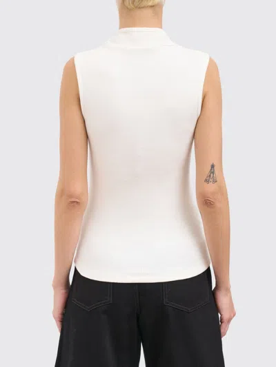 Lemaire Tie-neck Ribbed Stretch-cotton And Linen-blend Jersey Top In White
