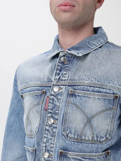 Dsquared2 Diagonal-wash Pockets Jacket In Blue