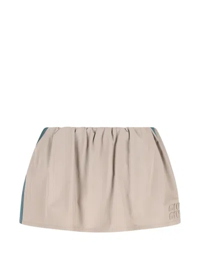 Miu Miu Drawstring Panel Skirt In Gray