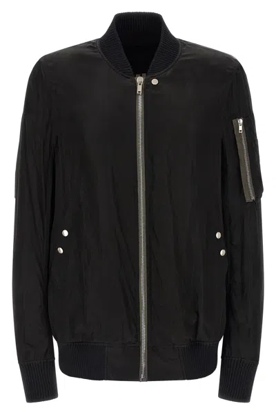 Rick Owens Black Solid Bomber Jacket In Black