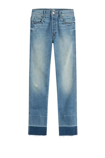 Mother Undone Hem Dropout Cropped Jeans In Blue