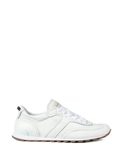 Brunello Cucinelli Grained Soft Leather Runners With Shiny Loops Shoes In White